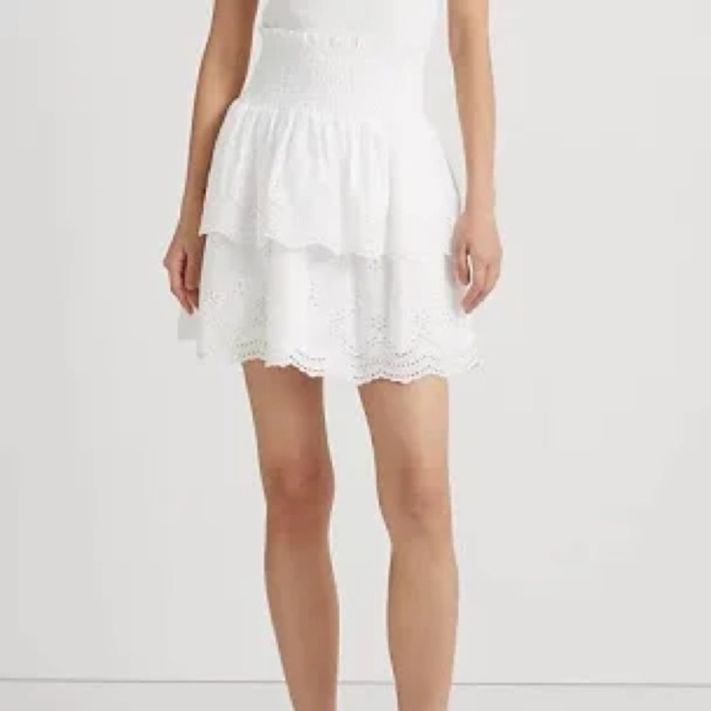 Ralph Lauren white mini skirt white tiered eyelet size 16 NWT coquette girl